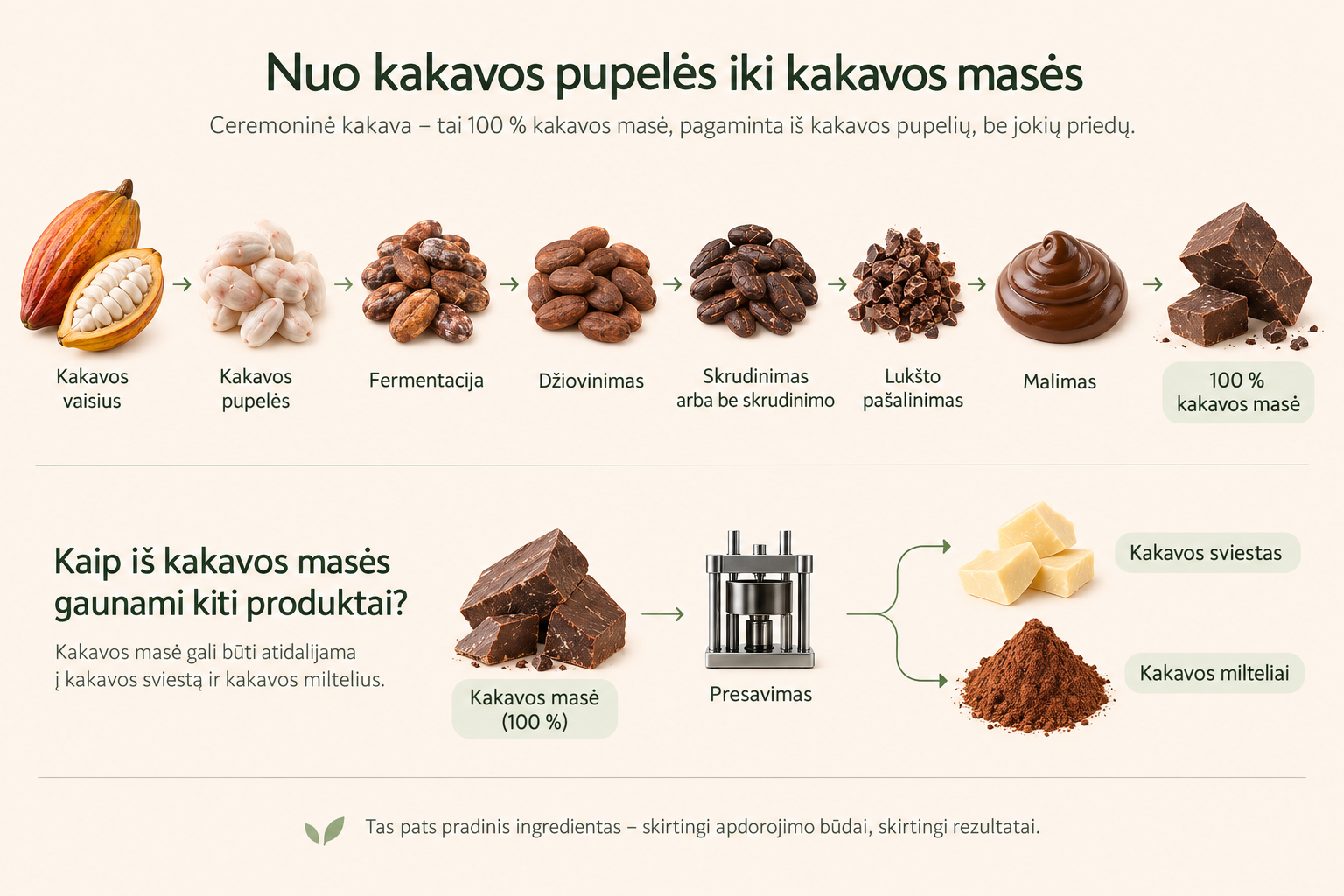 Kakavos masės gamybos etapai